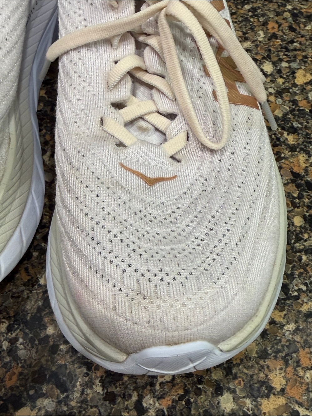 Hoka Women's Light Cream Athletic Shoes with Gold Logo size 8 - Picture 5 of 9